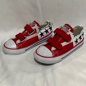 Toddler Converse‎ All Star Red White Blue Stars Velcro Low Top Sneakers Size 9